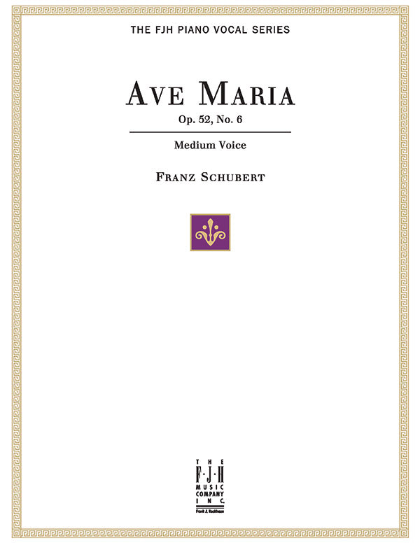 Ave Maria Op. 52, No.6, For Medium Voice and Piano Sheet Music Preview