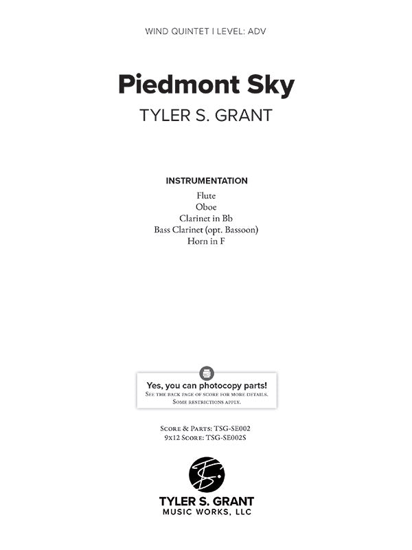 Piedmont Sky Sheet Music Preview